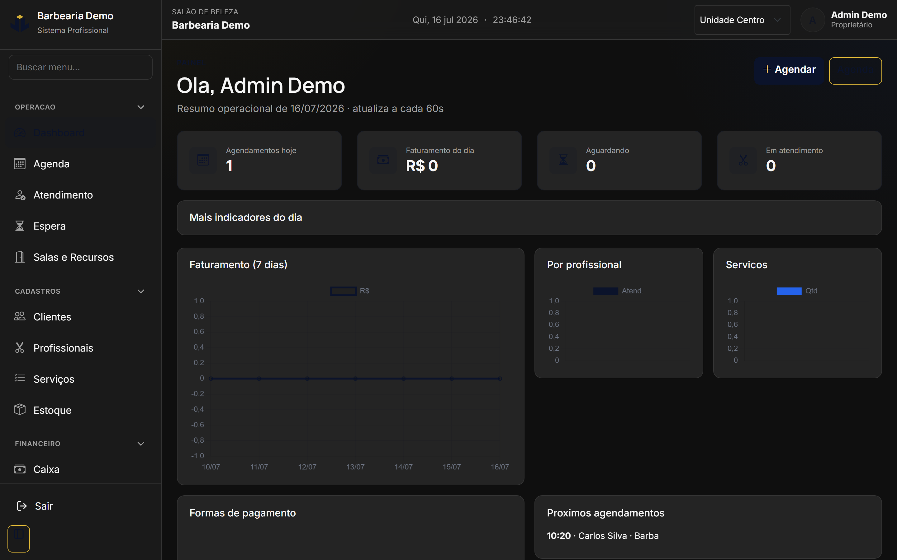 Dashboard real do Lumya Vision após o rebranding